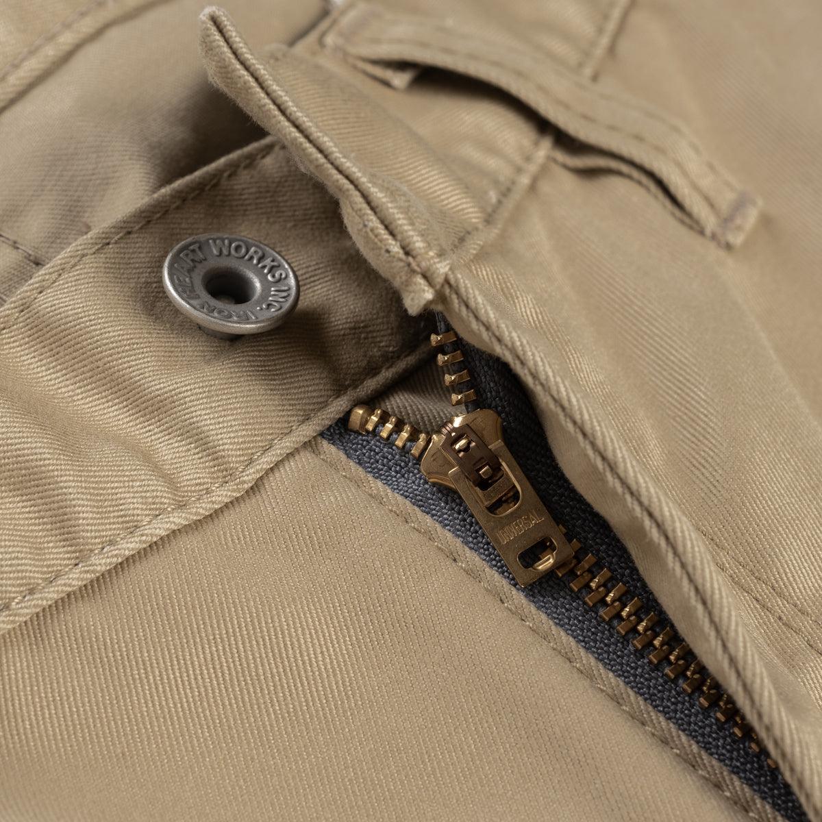Image showing the IH-725-KHA - 11oz West Point Chino Shorts - Khaki which is a Trousers described by the following info Bottoms, Iron Heart, Released, Trousers and sold on the IRON HEART GERMANY online store
