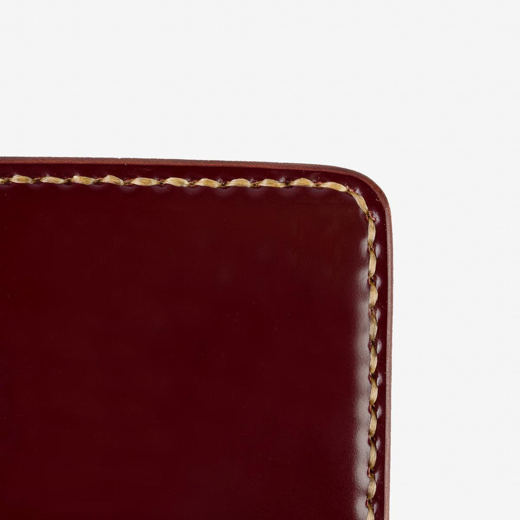 Image showing the IHG-01-OXB - Small Shell Cordovan Wallet - Ox Blood which is a WALLETS AND CHAINS described by the following info Accessories, IHSALE_M23, Iron Heart, Released, WALLETS AND CHAINS and sold on the IRON HEART GERMANY online store