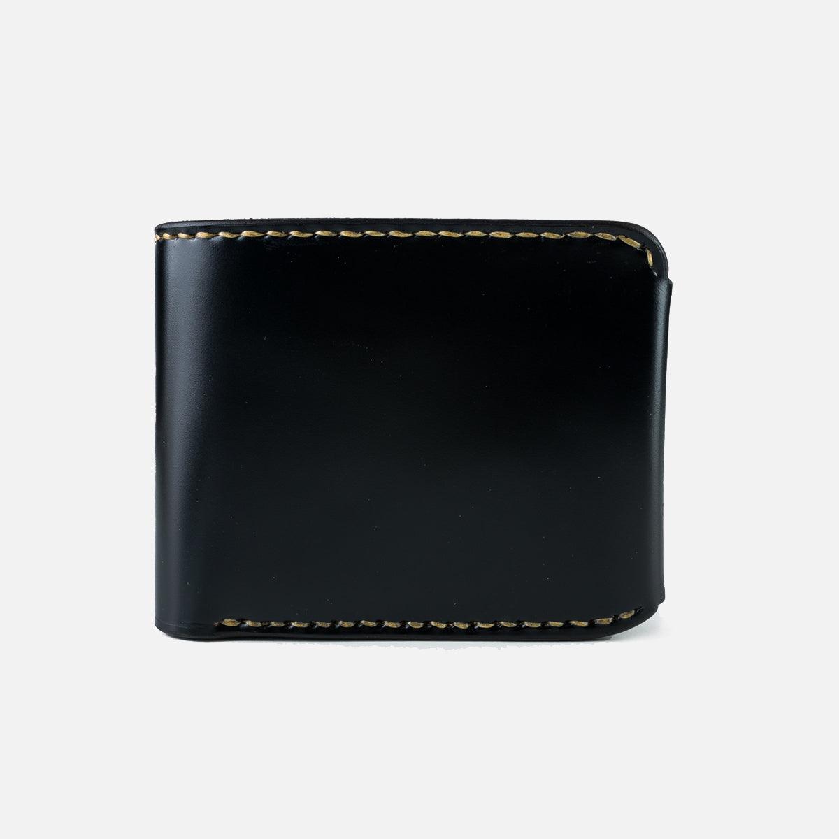 Image showing the IHG-01-BLK - Small Shell Cordovan Wallet - Black which is a WALLETS AND CHAINS described by the following info Accessories, Iron Heart, WALLETS AND CHAINS and sold on the IRON HEART GERMANY online store
