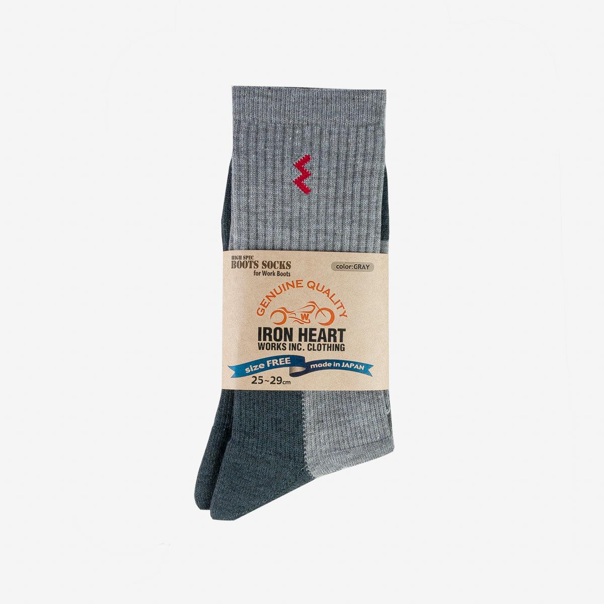 Image showing the IHG-030-GRYCHA - Iron Heart Work Boot Socks - Grey/Charcoal which is a Socks described by the following info Accessories, IHSALE_M23, Iron Heart, Released, Socks and sold on the IRON HEART GERMANY online store