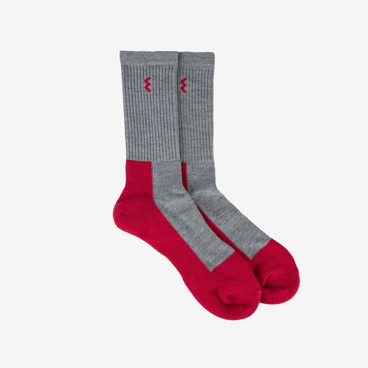 Image showing the IHG-030-GRY/RED - Iron Heart Work Boot Socks - Grey/Red which is a Socks described by the following info Accessories, IHSALE_M23, Iron Heart, Released, Socks and sold on the IRON HEART GERMANY online store