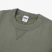 Image showing the IHSW-69L-OLV - 14oz Ultra Heavyweight Loopwheel Cotton Crew Neck Sweat - Olive which is a Sweatshirts described by the following info IHSALE_M23, Iron Heart, Released, Sweatshirts, Tops and sold on the IRON HEART GERMANY online store