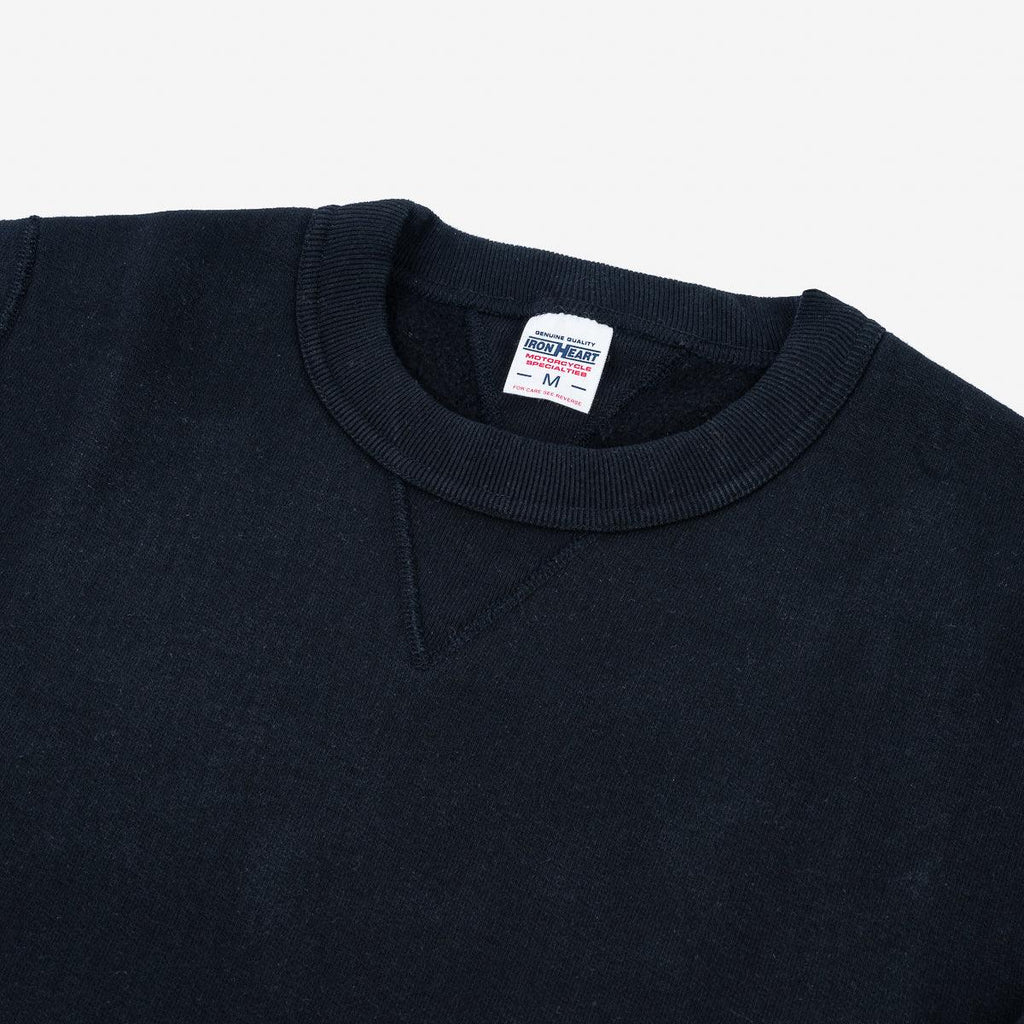 Image showing the IHSW-69L-BLK - 14oz Ultra Heavyweight Loopwheel Cotton Crew Neck Sweat - Black which is a Sweatshirts described by the following info IHSALE_M23, Iron Heart, Released, Sweatshirts, Tops and sold on the IRON HEART GERMANY online store