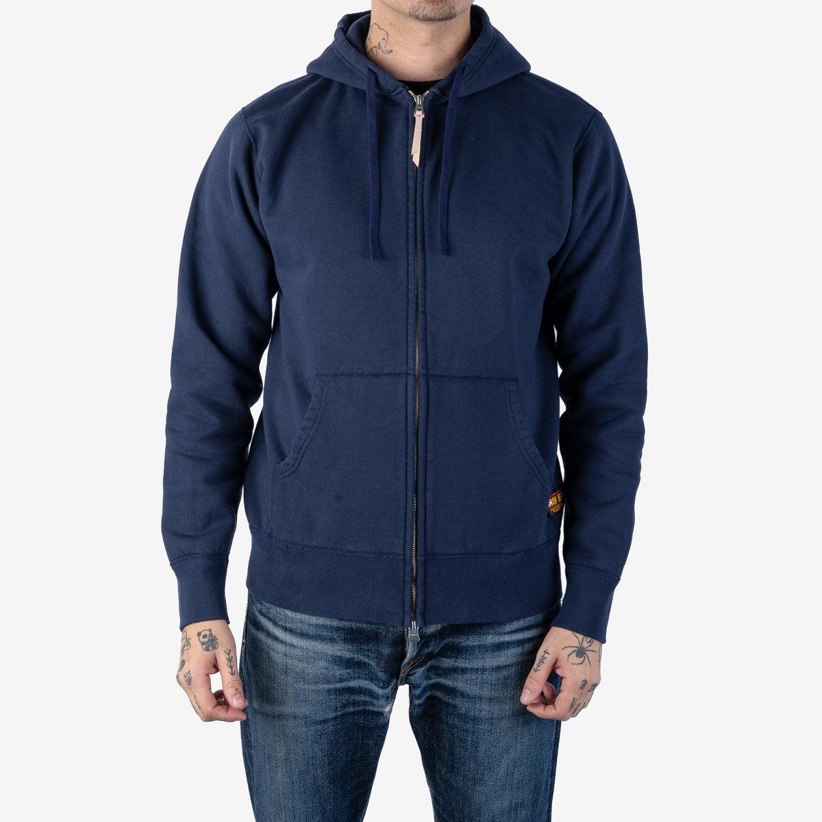 Image showing the IHSW-10-NAV - 14oz Ultra Heavyweight Loopwheel Cotton Hoodie Navy which is a Sweatshirts described by the following info IHSALE, Iron Heart, Released, Sweatshirts, Tops and sold on the IRON HEART GERMANY online store