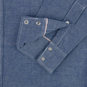 Image showing the IHSH-13-BLU - 10oz Selvedge Chambray Single Yoke Western Shirt - Blue which is a Shirts described by the following info Back In, Iron Heart, Released, Shirts, Tops and sold on the IRON HEART GERMANY online store