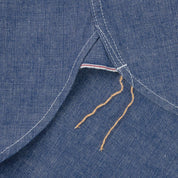 Image showing the IHSH-13-BLU - 10oz Selvedge Chambray Single Yoke Western Shirt - Blue which is a Shirts described by the following info Back In, Iron Heart, Released, Shirts, Tops and sold on the IRON HEART GERMANY online store