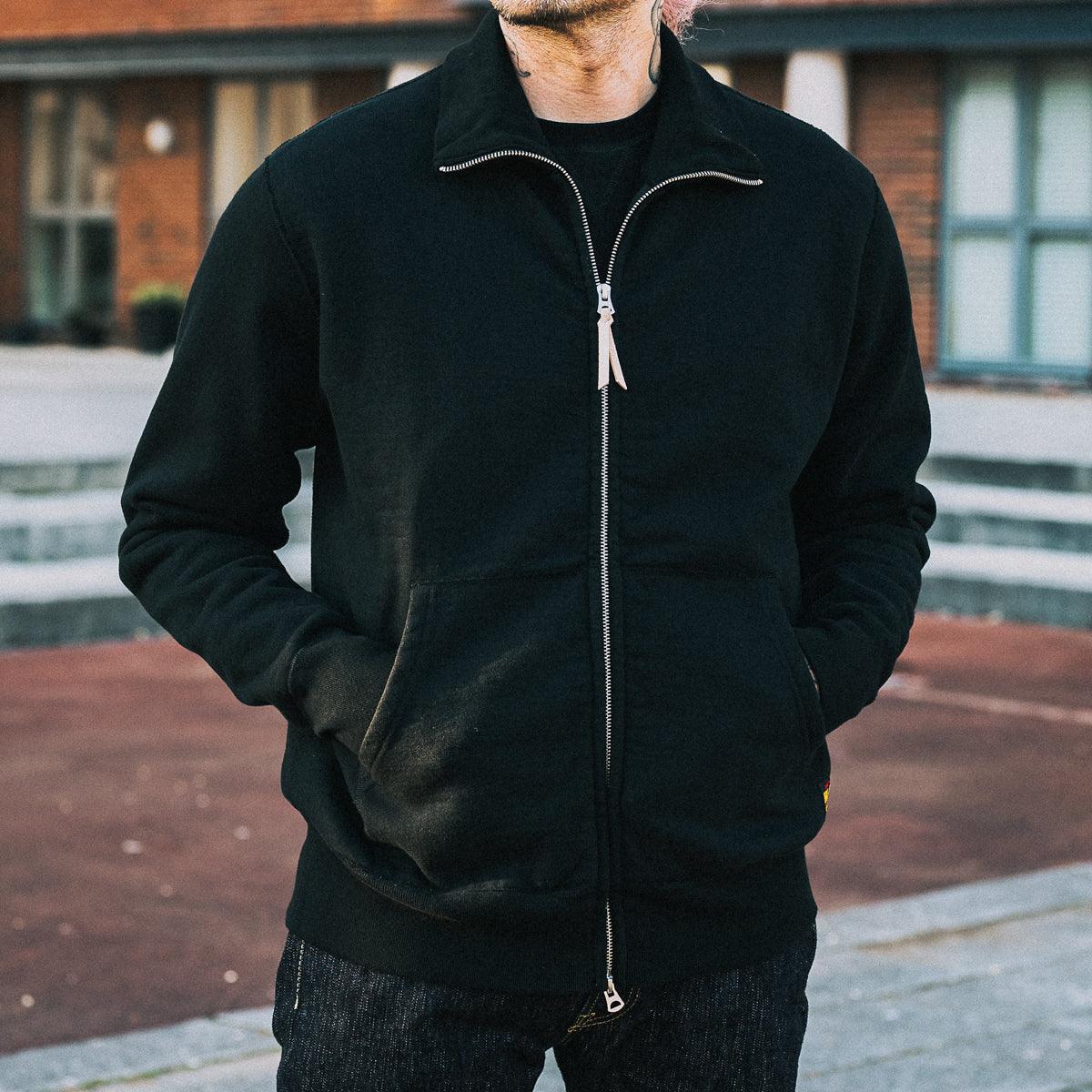 IHSW-11-BLK - 14oz Ultra Heavyweight Loopwheel Cotton Zip Up Sweater Black
