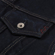 Image showing the IH-526SVod - 21oz Selvedge Denim Modified Type III Vest Overdyed Black which is a Vests described by the following info IHSALE_M23, Iron Heart, Released, Tops, Vests and sold on the IRON HEART GERMANY online store