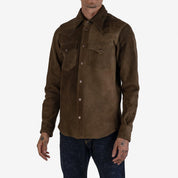 Image showing the IHSB-BIGBUCK-OLV - Deerskin Western Shirt 'The Big Buck' - Olive which is a Shirts described by the following info Iron Heart, Released, Shirts, Tops and sold on the IRON HEART GERMANY online store