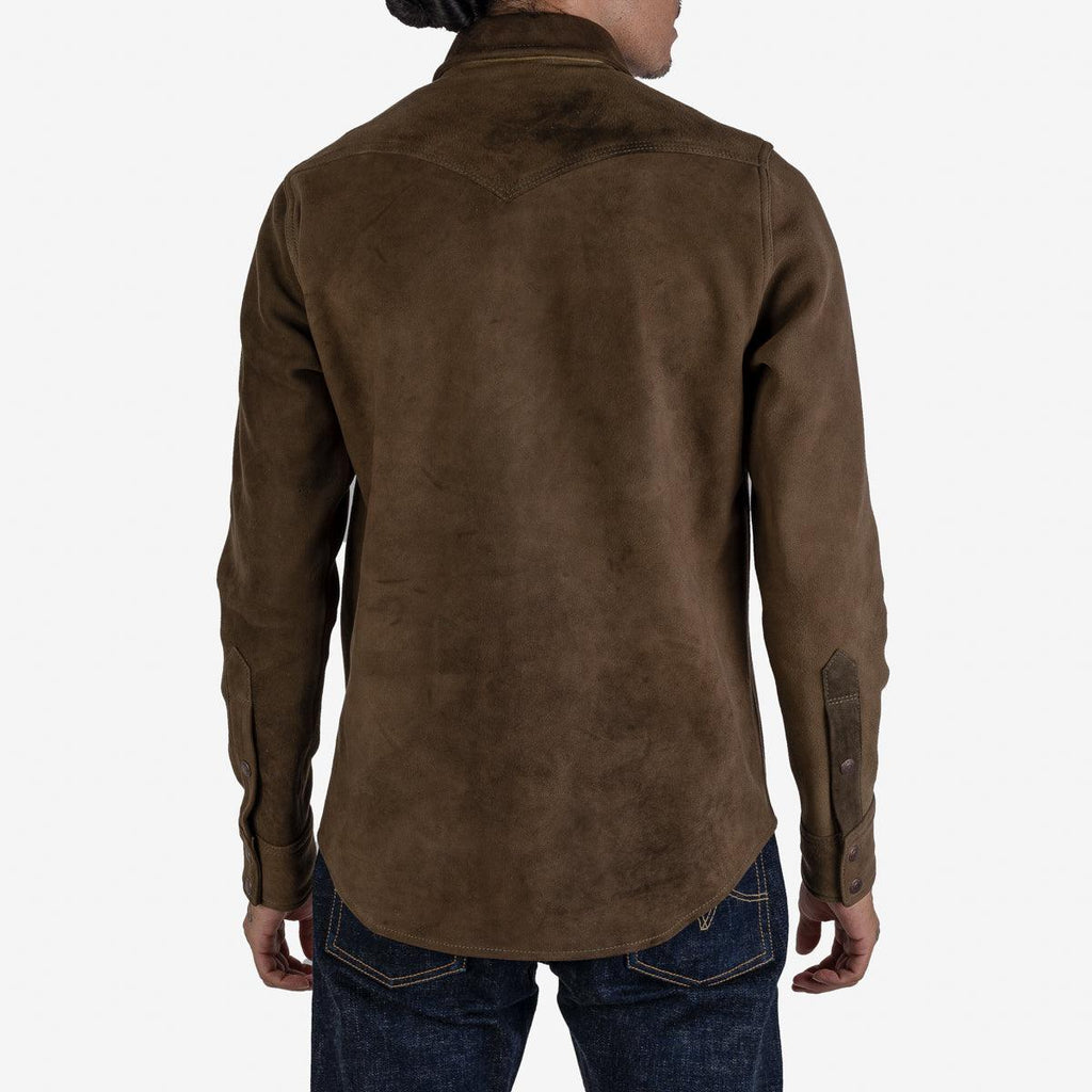 Image showing the IHSB-BIGBUCK-OLV - Deerskin Western Shirt 'The Big Buck' - Olive which is a Shirts described by the following info Iron Heart, Released, Shirts, Tops and sold on the IRON HEART GERMANY online store