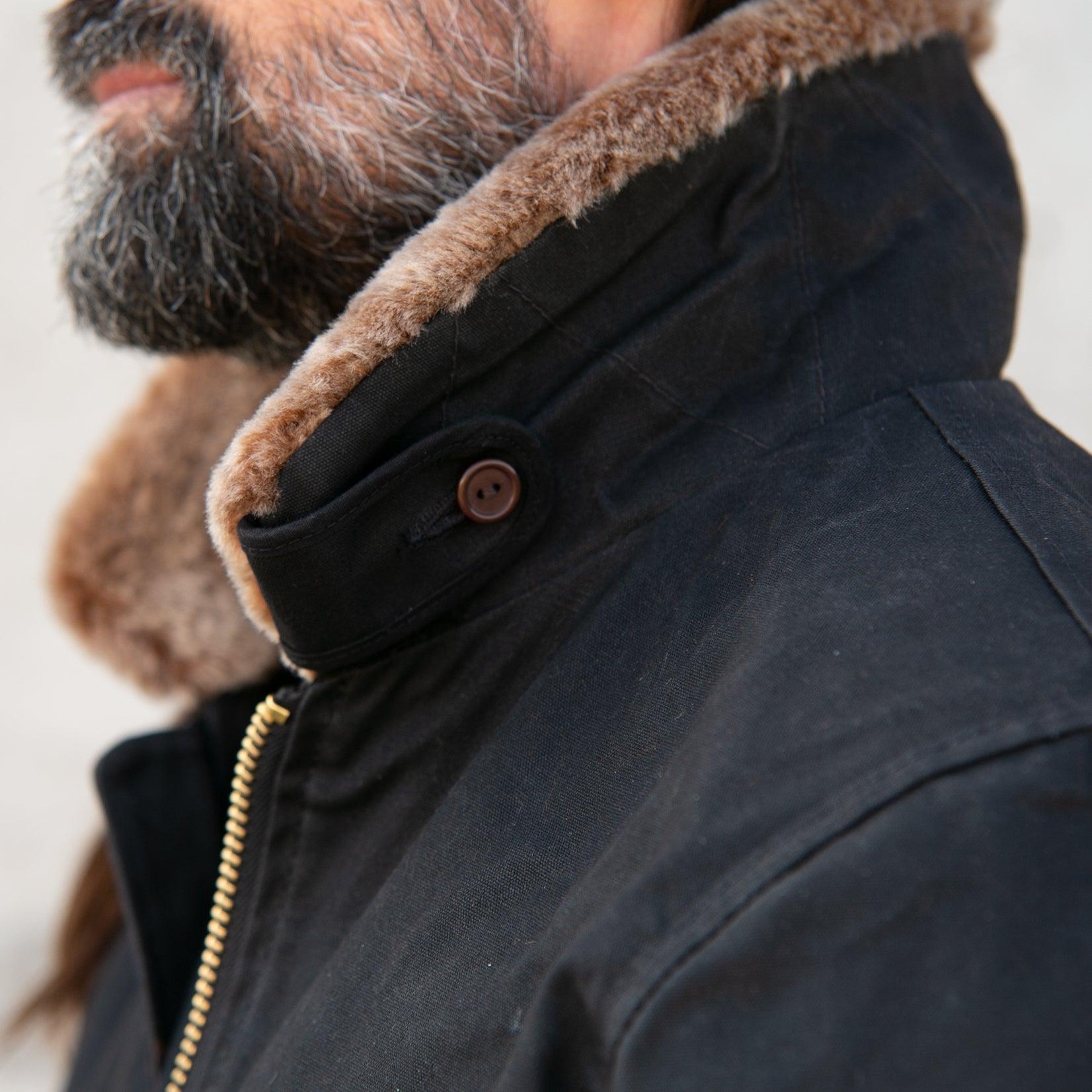 DE-JA0029WC-BLK - Flyer's Club Jacket Waxed Cotton Black