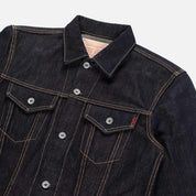 Image showing the IH-526L - 19oz Left-Hand Twill Selvedge Denim Type III Jacket - Indigo washed which is a Jackets described by the following info Bargain, Iron Heart, Jackets, Released, Tops and sold on the IRON HEART GERMANY online store