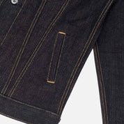 Image showing the IH-526L - 19oz Left-Hand Twill Selvedge Denim Type III Jacket - Indigo washed which is a Jackets described by the following info Bargain, Iron Heart, Jackets, Released, Tops and sold on the IRON HEART GERMANY online store