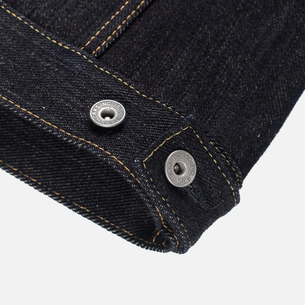 Image showing the IH-526L - 19oz Left-Hand Twill Selvedge Denim Type III Jacket - Indigo washed which is a Jackets described by the following info Bargain, Iron Heart, Jackets, Released, Tops and sold on the IRON HEART GERMANY online store