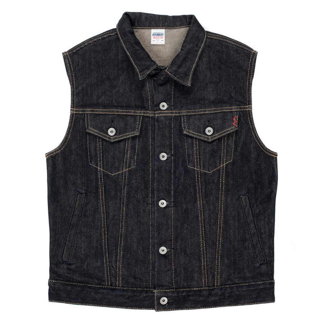 Image showing the IH-526SV - 21oz Selvedge Denim Modified Type III Vest - Indigo which is a Vests described by the following info Iron Heart, Released, Tops, Vests and sold on the IRON HEART GERMANY online store