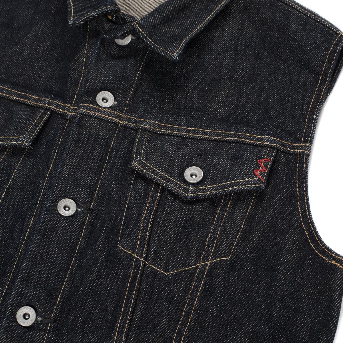 Image showing the IH-526SV - 21oz Selvedge Denim Modified Type III Vest - Indigo which is a Vests described by the following info Iron Heart, Released, Tops, Vests and sold on the IRON HEART GERMANY online store