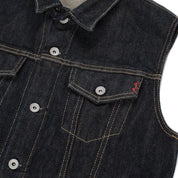 Image showing the IH-526SV - 21oz Selvedge Denim Modified Type III Vest - Indigo which is a Vests described by the following info Iron Heart, Released, Tops, Vests and sold on the IRON HEART GERMANY online store