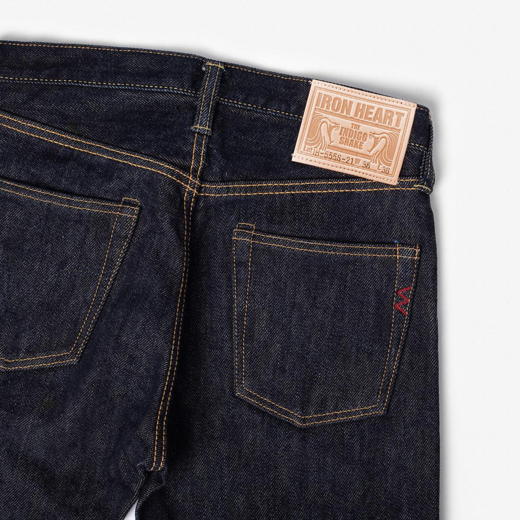 Image showing the IH-555S-21 - 21oz Selvedge Denim Super Slim Jeans Indigo which is a Jeans described by the following info 555, Back In, Bottoms, Iron Heart, Jeans, Released, Slim and sold on the IRON HEART GERMANY online store
