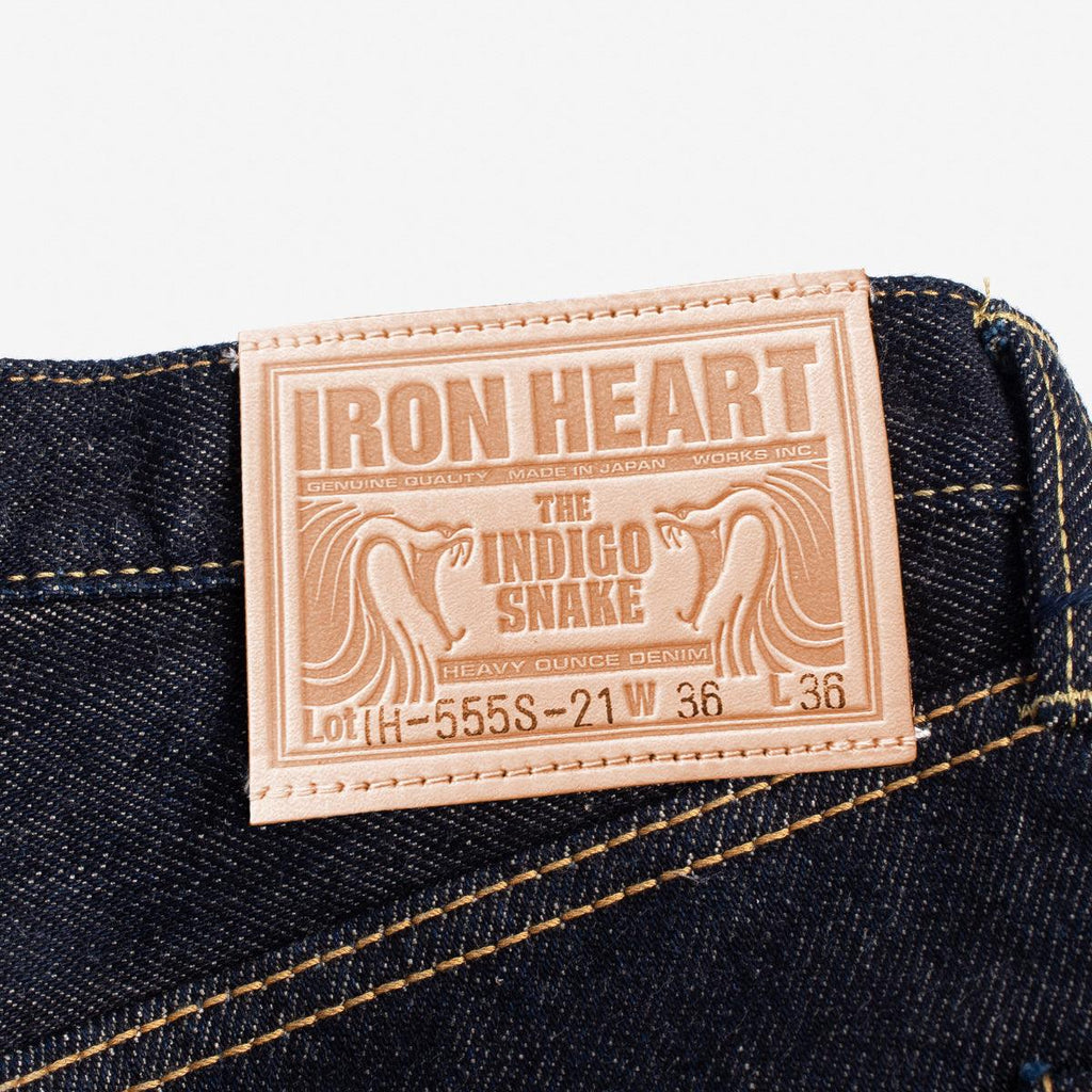 Image showing the IH-555S-21 - 21oz Selvedge Denim Super Slim Jeans Indigo which is a Jeans described by the following info 555, Back In, Bottoms, Iron Heart, Jeans, Released, Slim and sold on the IRON HEART GERMANY online store