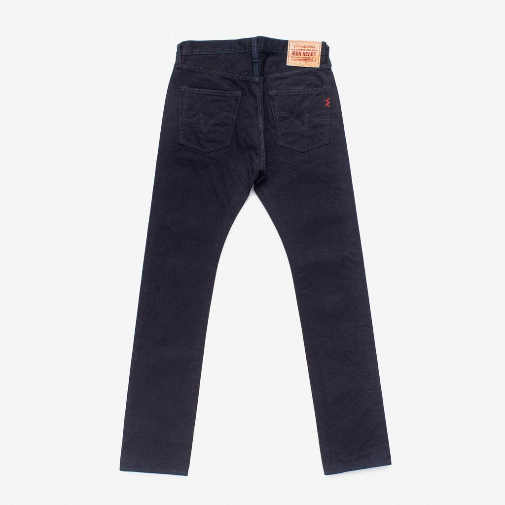 Image showing the IH-555S-142ib - 14oz Selvedge Denim Super Slim Cut Jeans Indigo/Black which is a Jeans described by the following info 555, Bottoms, Iron Heart, Jeans, Released, Slim and sold on the IRON HEART GERMANY online store