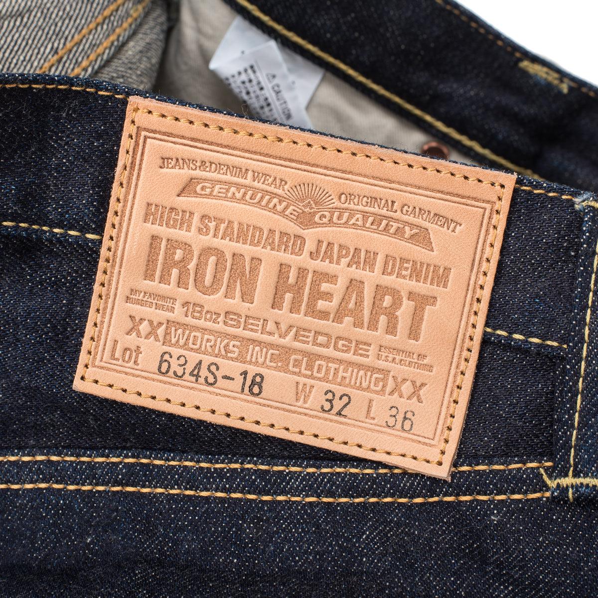 Image showing the IH-634S-18 - 18oz Vintage Selvedge Denim Straight Cut Jeans which is a Jeans described by the following info 634, Bottoms, IHSALE, IHSALE_M23, Iron Heart, Jeans, Released, Straight and sold on the IRON HEART GERMANY online store