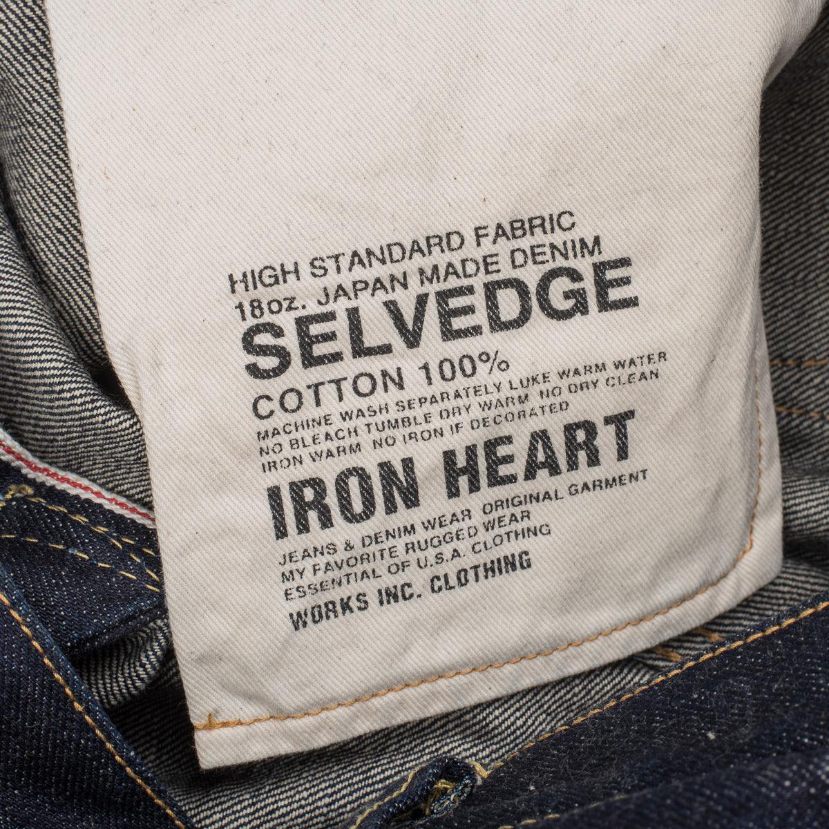 Image showing the IH-634S-18 - 18oz Vintage Selvedge Denim Straight Cut Jeans which is a Jeans described by the following info 634, Bottoms, IHSALE, IHSALE_M23, Iron Heart, Jeans, Released, Straight and sold on the IRON HEART GERMANY online store