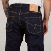 Image showing the IH-634S-18 - 18oz Vintage Selvedge Denim Straight Cut Jeans which is a Jeans described by the following info 634, Bottoms, IHSALE, IHSALE_M23, Iron Heart, Jeans, Released, Straight and sold on the IRON HEART GERMANY online store