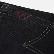 Image showing the IH-634S-B - 21oz Selvedge Denim Straight Cut Jeans - Indigo Overdyed Black which is a Jeans described by the following info 634, Bottoms, IHSALE, IHSALE_M23, Iron Heart, Jeans, Released, Straight and sold on the IRON HEART GERMANY online store