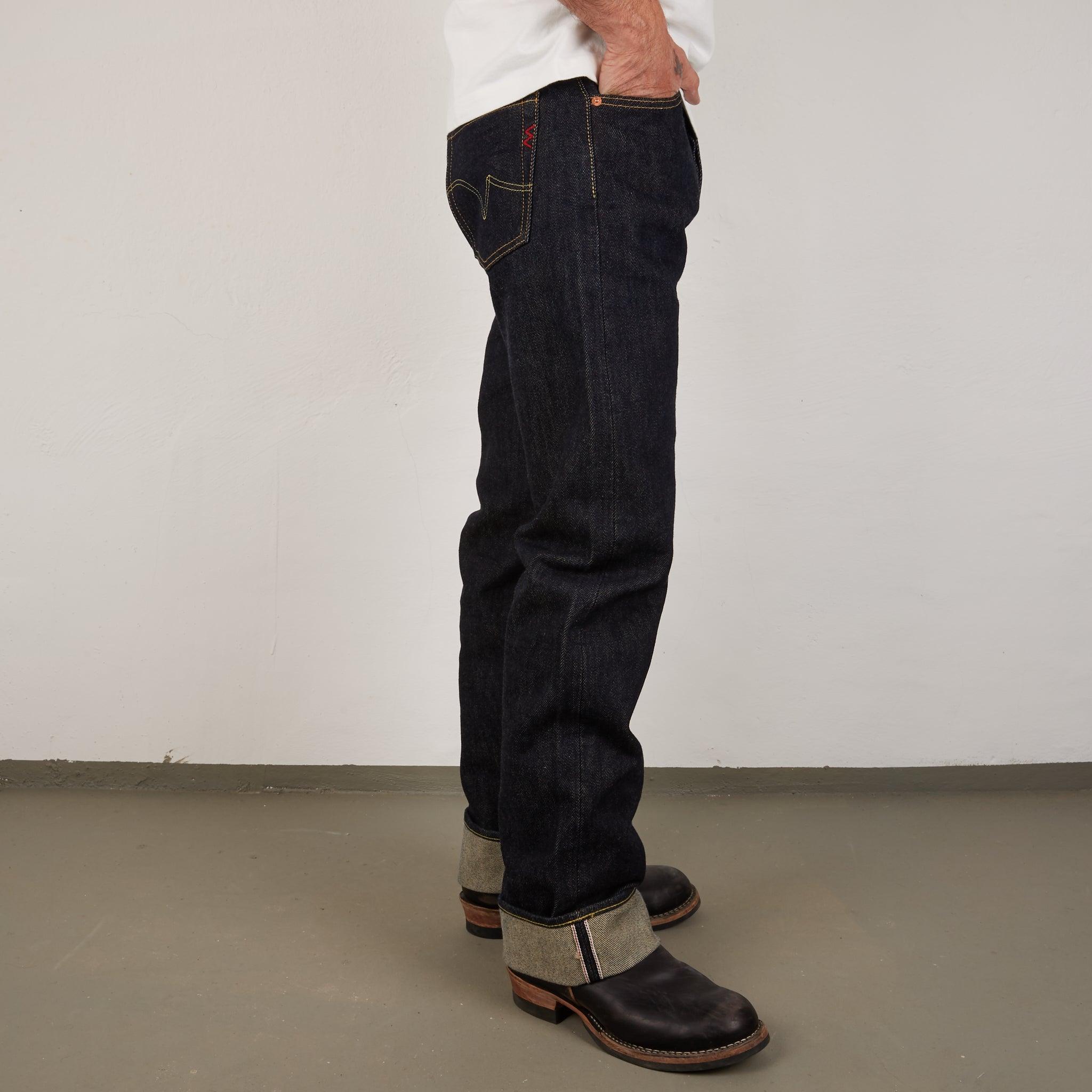 Image showing the IH-634S - 21oz Selvedge Denim Straight Cut Jeans Indigo which is a Jeans described by the following info 634, Back In, Bottoms, Iron Heart, Jeans, Released, Straight and sold on the IRON HEART GERMANY online store