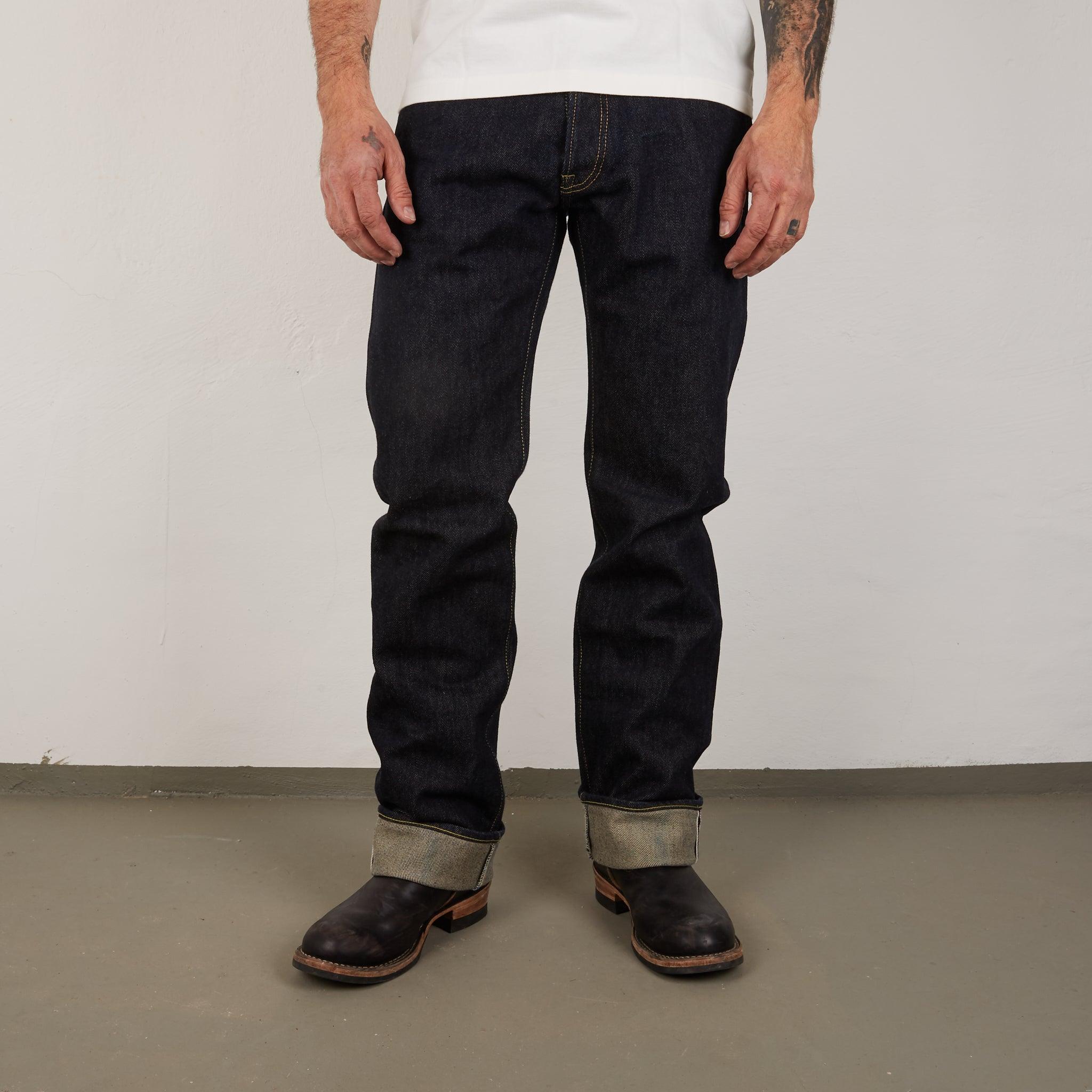 Image showing the IH-634S - 21oz Selvedge Denim Straight Cut Jeans Indigo which is a Jeans described by the following info 634, Back In, Bottoms, Iron Heart, Jeans, Released, Straight and sold on the IRON HEART GERMANY online store