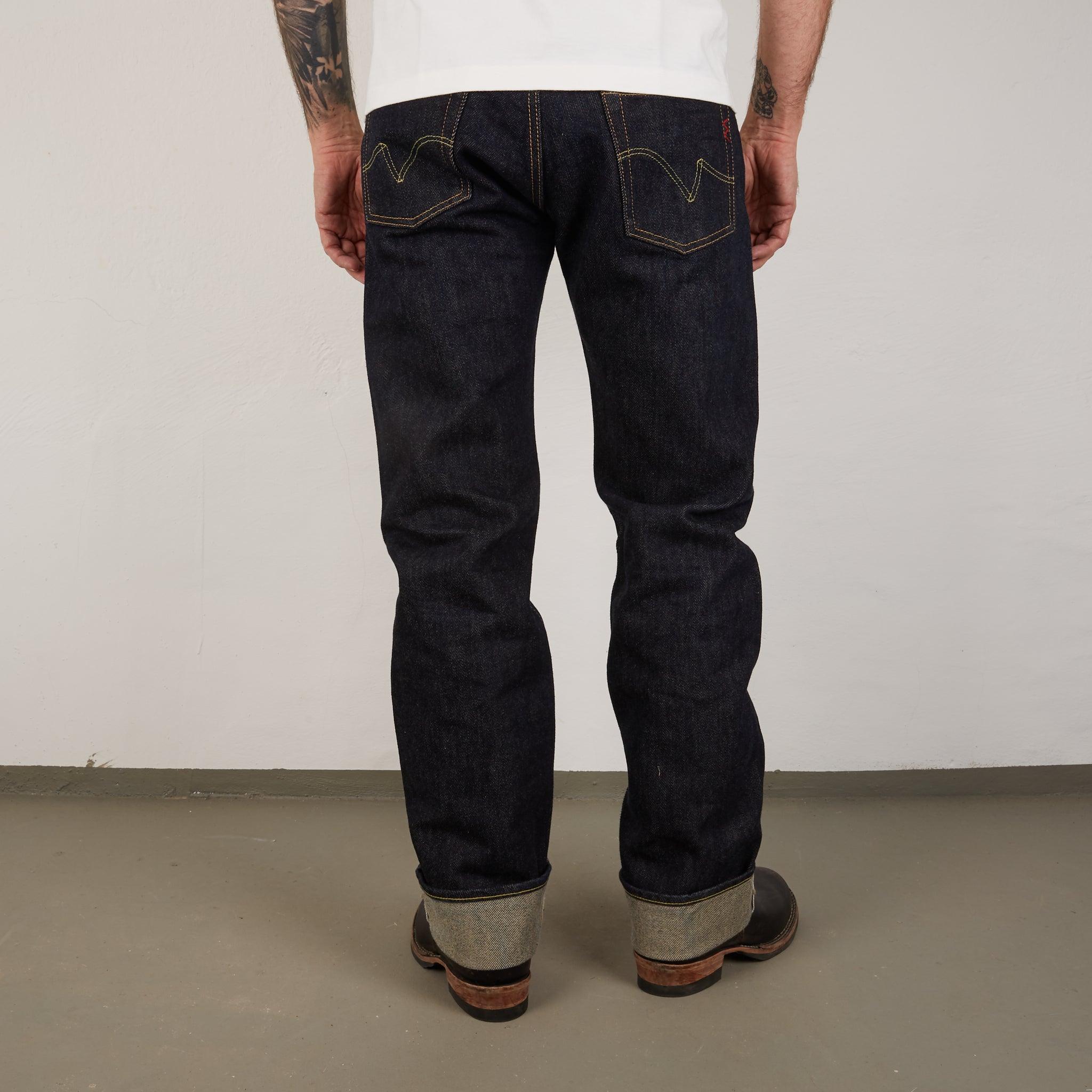 Image showing the IH-634S - 21oz Selvedge Denim Straight Cut Jeans Indigo which is a Jeans described by the following info 634, Back In, Bottoms, Iron Heart, Jeans, Released, Straight and sold on the IRON HEART GERMANY online store