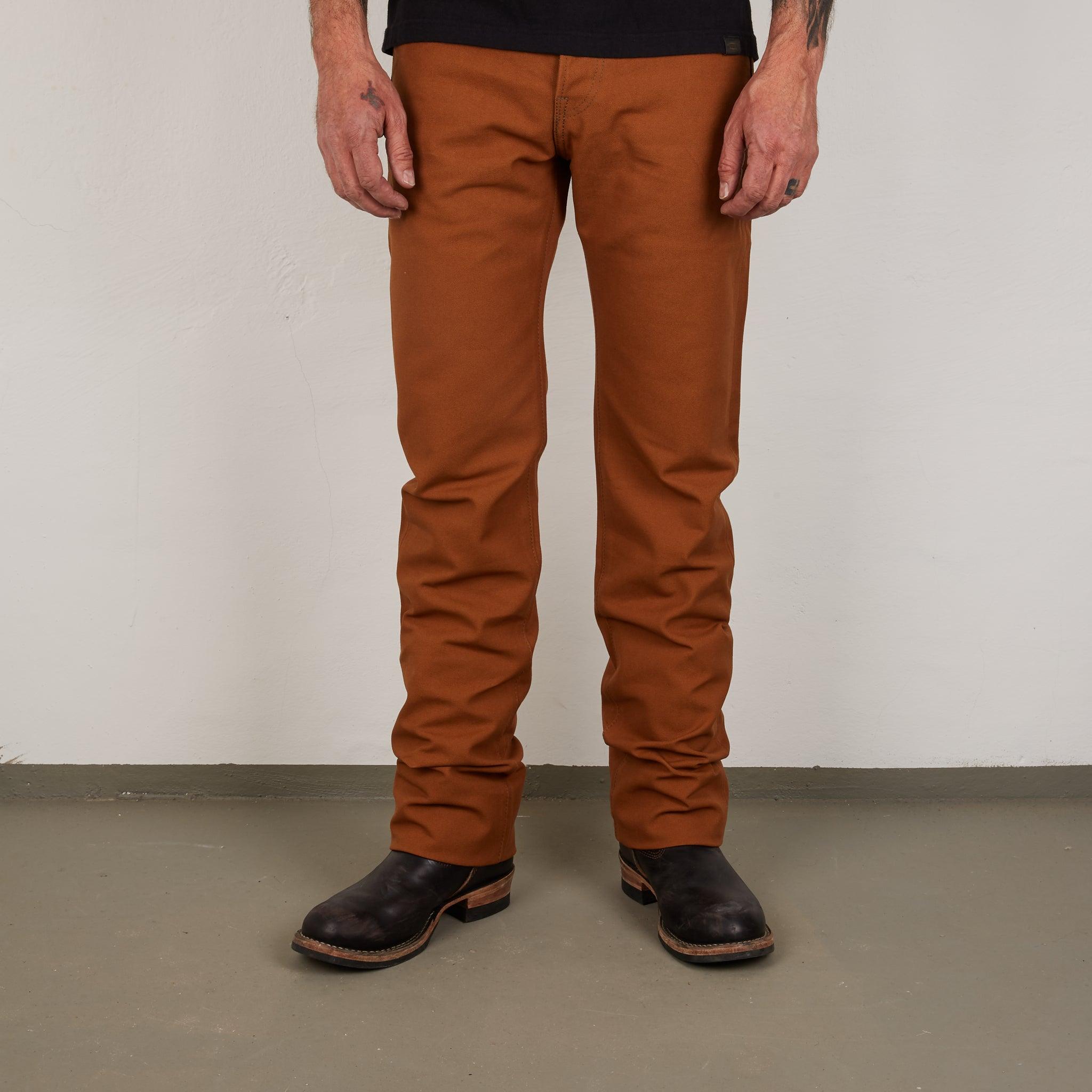 Image showing the IH-666D - 17oz Duck Slim Straight Jeans Brown which is a Trousers described by the following info 666, Bottoms, Iron Heart, Released, Slim, Straight, Trousers and sold on the IRON HEART GERMANY online store