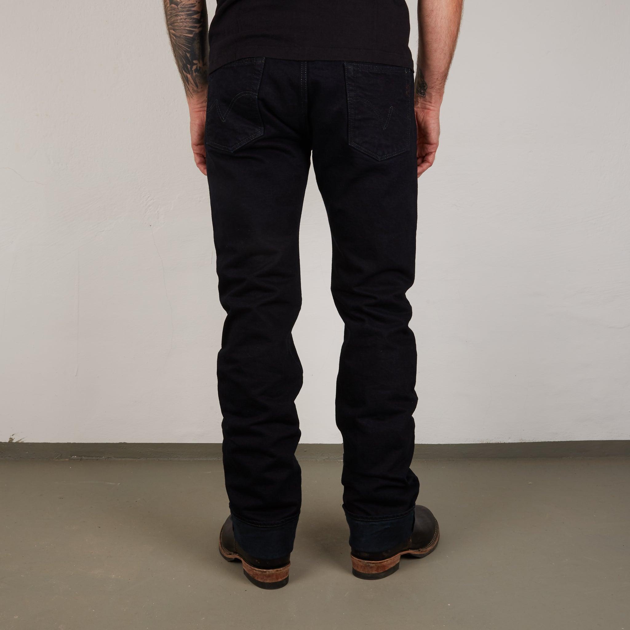 IH-666S-142od - 14oz Selvedge Denim Slim Straight Cut Jeans Indigo Overdyed Black