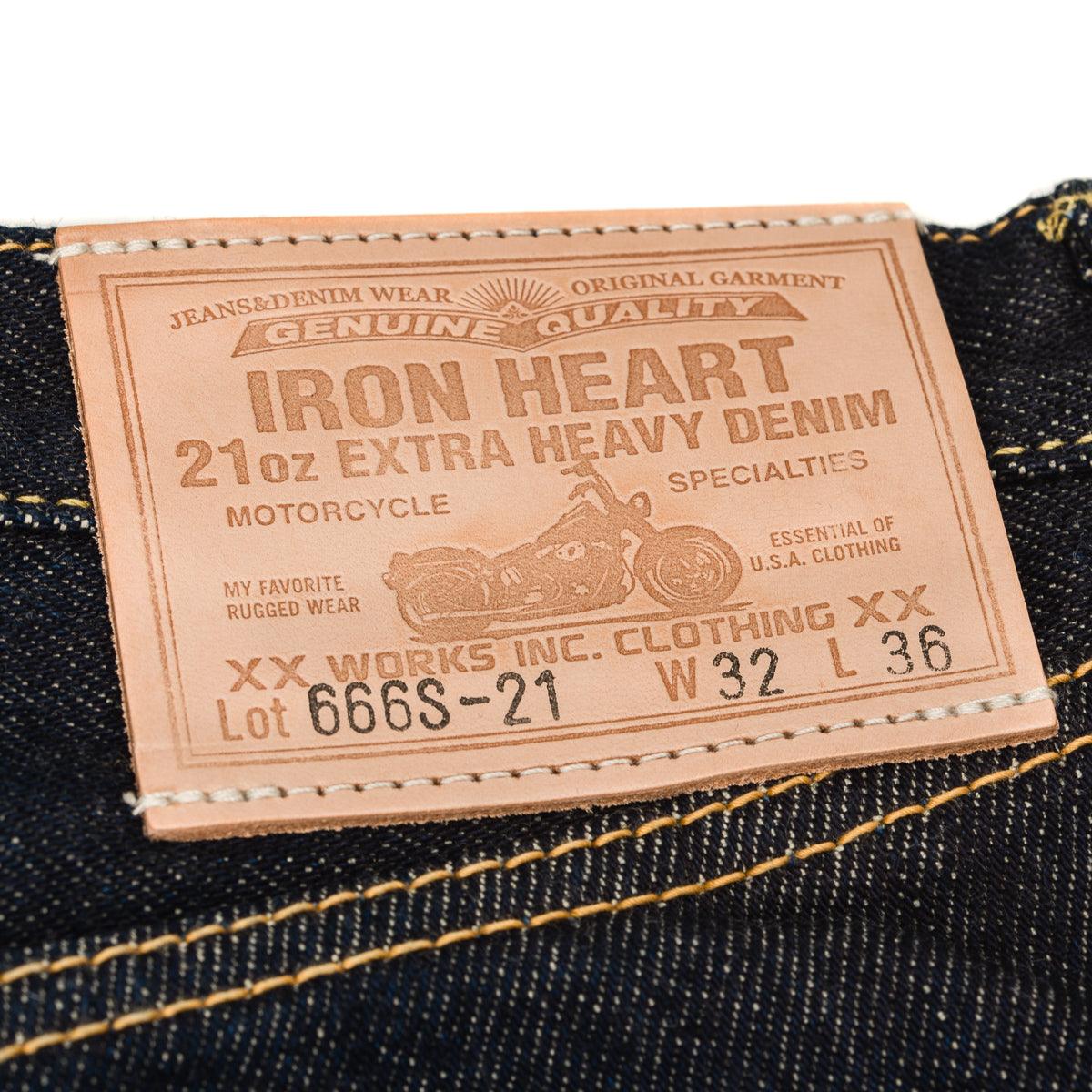 Image showing the IH-666S-21 - 21oz Selvedge Denim Slim Straight Cut Jeans Indigo which is a Jeans described by the following info 666, Back In, Bottoms, Iron Heart, Jeans, Released, Slim, Straight and sold on the IRON HEART GERMANY online store