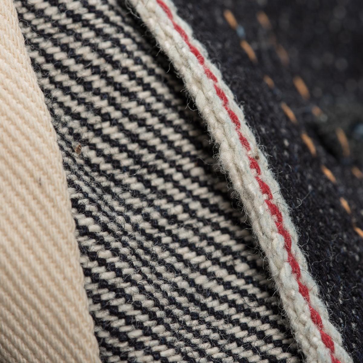 Image showing the IH-666S-21 - 21oz Selvedge Denim Slim Straight Cut Jeans Indigo which is a Jeans described by the following info 666, Back In, Bottoms, Iron Heart, Jeans, Released, Slim, Straight and sold on the IRON HEART GERMANY online store