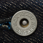 Image showing the IH-777S-21 - 21oz Selvedge Denim Slim Tapered Jeans - Indigo which is a Jeans described by the following info 777, Back In, Bottoms, Iron Heart, Jeans, Released, Tappered and sold on the IRON HEART GERMANY online store