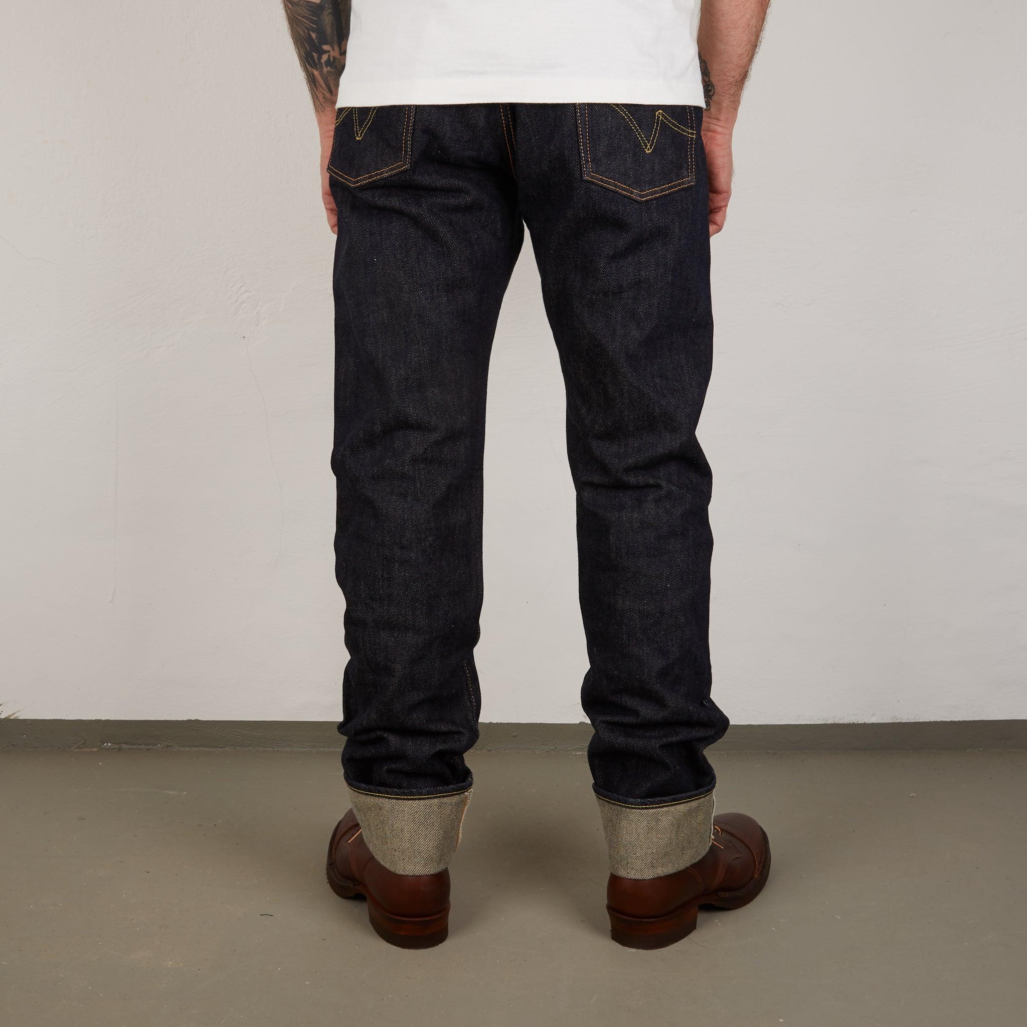 Image showing the IH-888S-21 - 21oz Selvedge Denim Medium/High Rise Tapered Cut Jeans which is a Jeans described by the following info 888, Back In, Bottoms, Iron Heart, Jeans, Released, Tappered and sold on the IRON HEART GERMANY online store