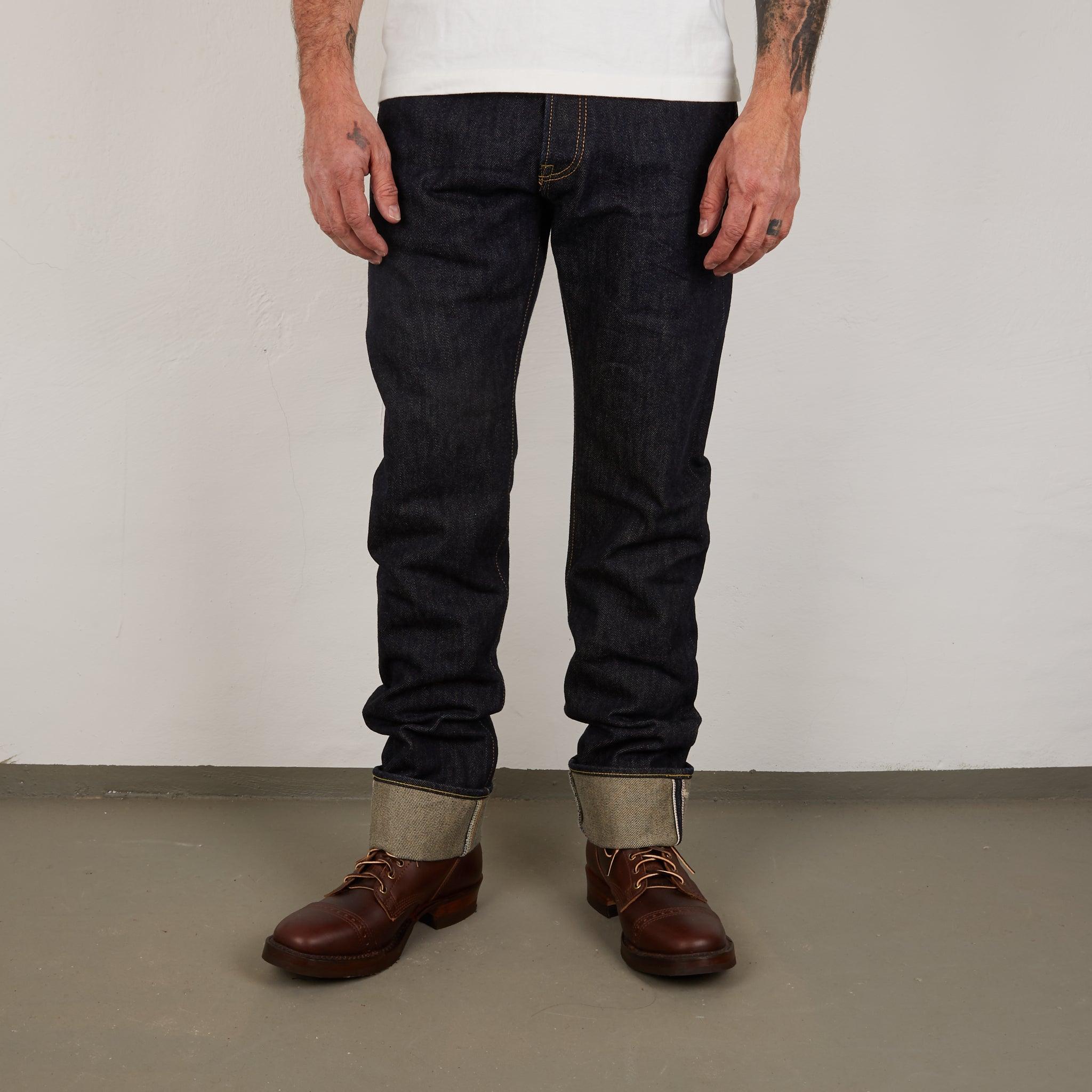 Image showing the IH-888S-21 - 21oz Selvedge Denim Medium/High Rise Tapered Cut Jeans which is a Jeans described by the following info 888, Back In, Bottoms, Iron Heart, Jeans, Released, Tappered and sold on the IRON HEART GERMANY online store