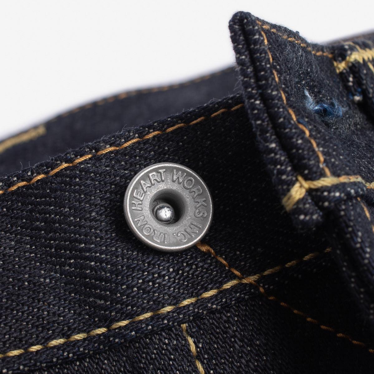 Image showing the IH-555-XHS - 25oz Selvedge Denim Slim Straight Cut Jeans in Indigo which is a Jeans described by the following info 555, Bottoms, Iron Heart, Jeans, Released and sold on the IRON HEART GERMANY online store