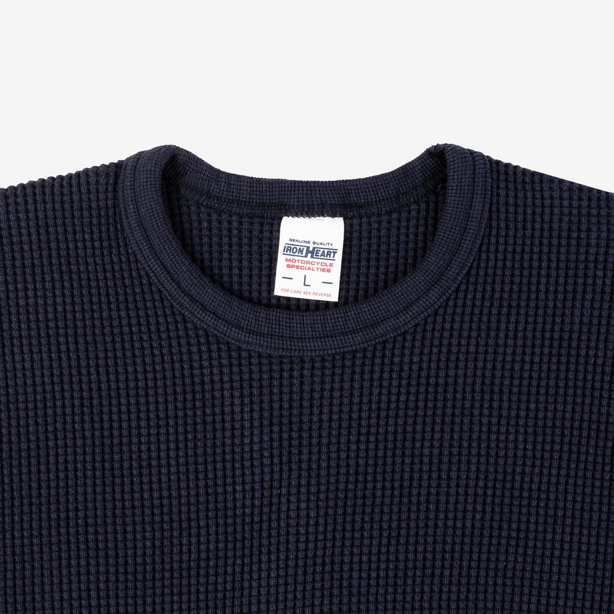 Image showing the IHTL-1301-NAV - Waffle Knit Thermal Longsleeve Navy which is a T-Shirts described by the following info Back In, IHSALE_M23, Iron Heart, Released, T-Shirts, Tops and sold on the IRON HEART GERMANY online store