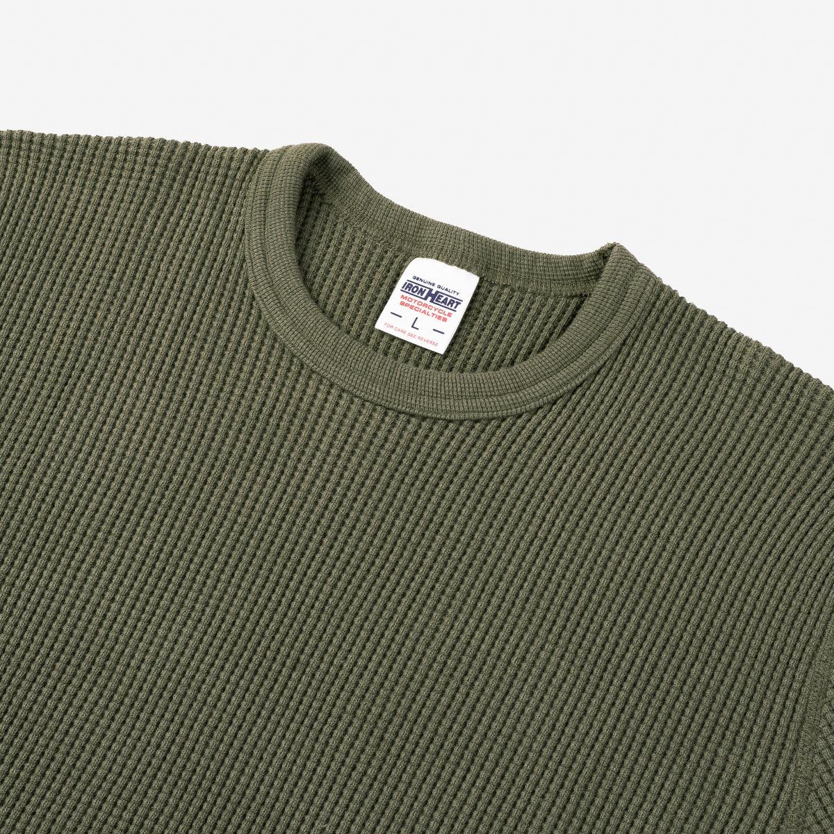 IHTL-1301-OLV - Waffle Knit Thermal Long Sleeved Crew Neck - Olive