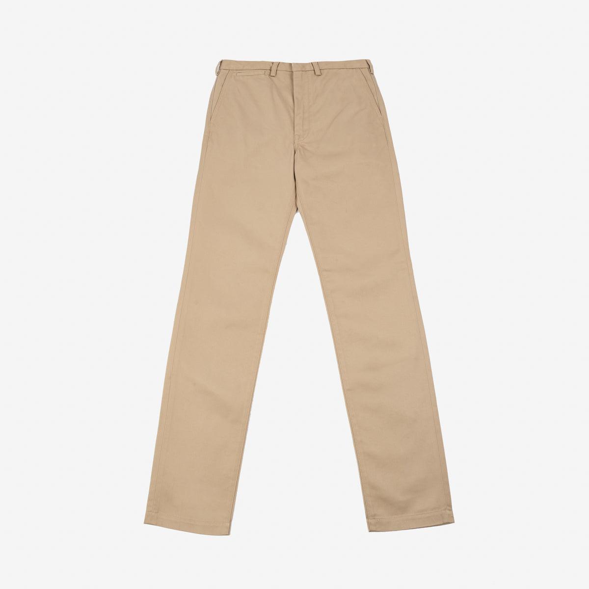 Image showing the IH-730-KHA - 12oz Heavy Cotton Regular Fit Chinos Khaki which is a Trousers described by the following info Bottoms, Iron Heart, Released, Trousers and sold on the IRON HEART GERMANY online store