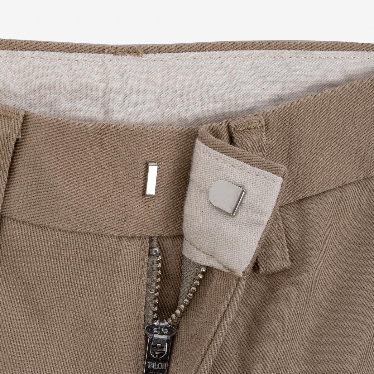 Image showing the IH-730-KHA - 12oz Heavy Cotton Regular Fit Chinos Khaki which is a Trousers described by the following info Bottoms, Iron Heart, Released, Trousers and sold on the IRON HEART GERMANY online store