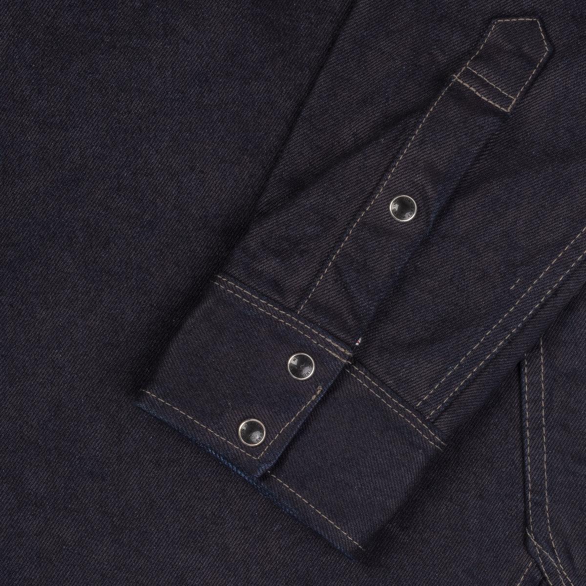 Image showing the IHSH-295-IB - 14oz Selvedge Denim Western Shirt Indigo/Black which is a Shirts described by the following info IHSALE, Iron Heart, Released, Shirts, Tops and sold on the IRON HEART GERMANY online store