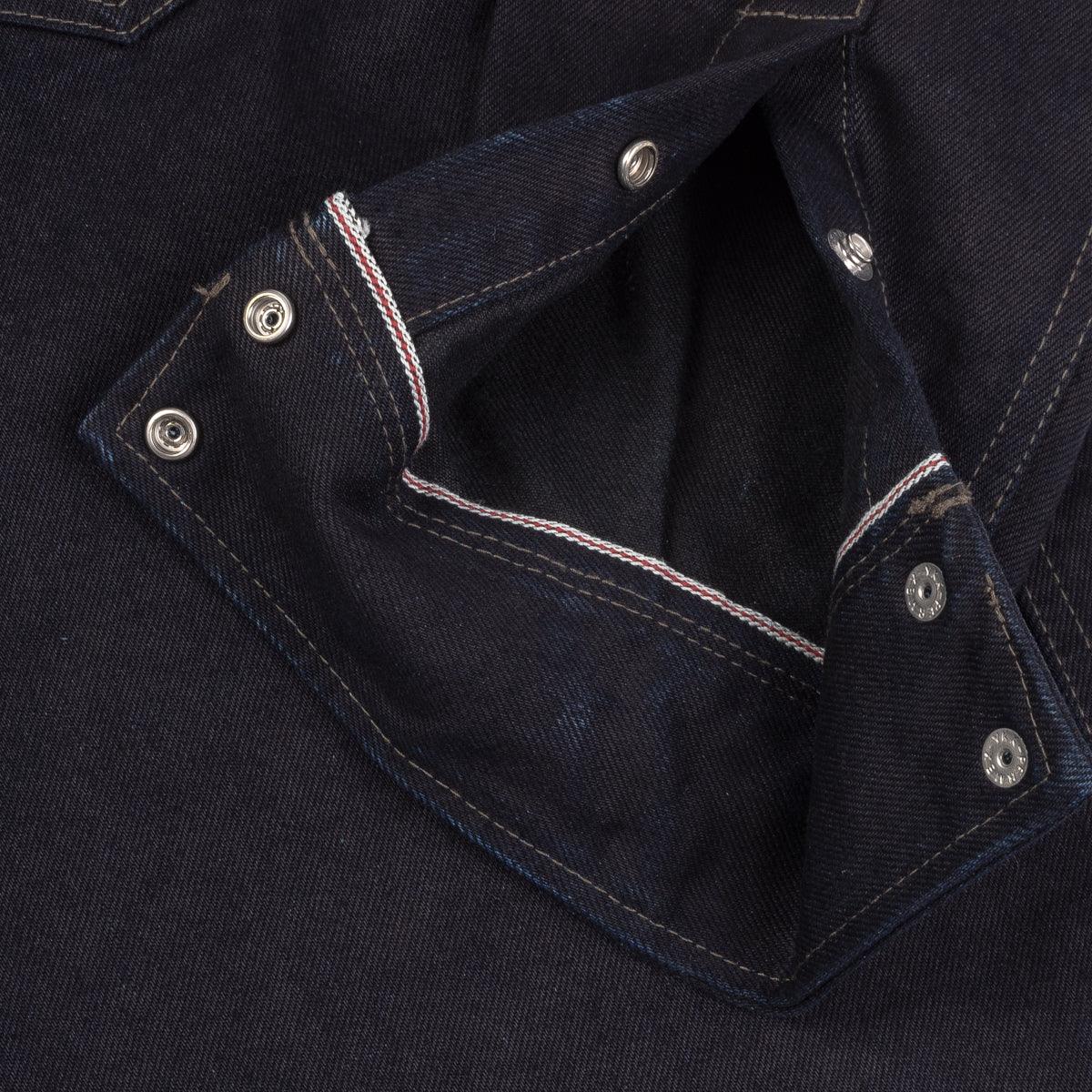 Image showing the IHSH-295-IB - 14oz Selvedge Denim Western Shirt Indigo/Black which is a Shirts described by the following info IHSALE, Iron Heart, Released, Shirts, Tops and sold on the IRON HEART GERMANY online store