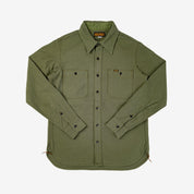 Image showing the IHSH-307-OLV - 13oz Military Serge Work Shirt Olive which is a Shirts described by the following info IHSALE_M23, Iron Heart, Released, Shirts, Tops and sold on the IRON HEART GERMANY online store