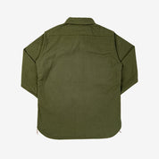 Image showing the IHSH-307-OLV - 13oz Military Serge Work Shirt Olive which is a Shirts described by the following info IHSALE_M23, Iron Heart, Released, Shirts, Tops and sold on the IRON HEART GERMANY online store