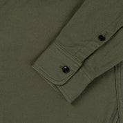 Image showing the IHSH-307-OLV - 13oz Military Serge Work Shirt Olive which is a Shirts described by the following info IHSALE_M23, Iron Heart, Released, Shirts, Tops and sold on the IRON HEART GERMANY online store