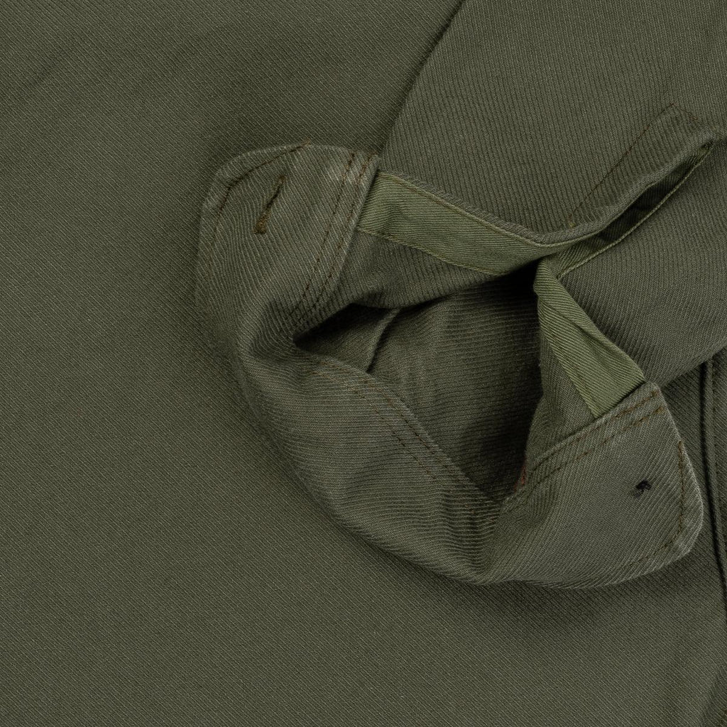 Image showing the IHSH-307-OLV - 13oz Military Serge Work Shirt Olive which is a Shirts described by the following info IHSALE_M23, Iron Heart, Released, Shirts, Tops and sold on the IRON HEART GERMANY online store