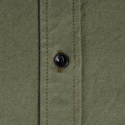 Image showing the IHSH-307-OLV - 13oz Military Serge Work Shirt Olive which is a Shirts described by the following info IHSALE_M23, Iron Heart, Released, Shirts, Tops and sold on the IRON HEART GERMANY online store